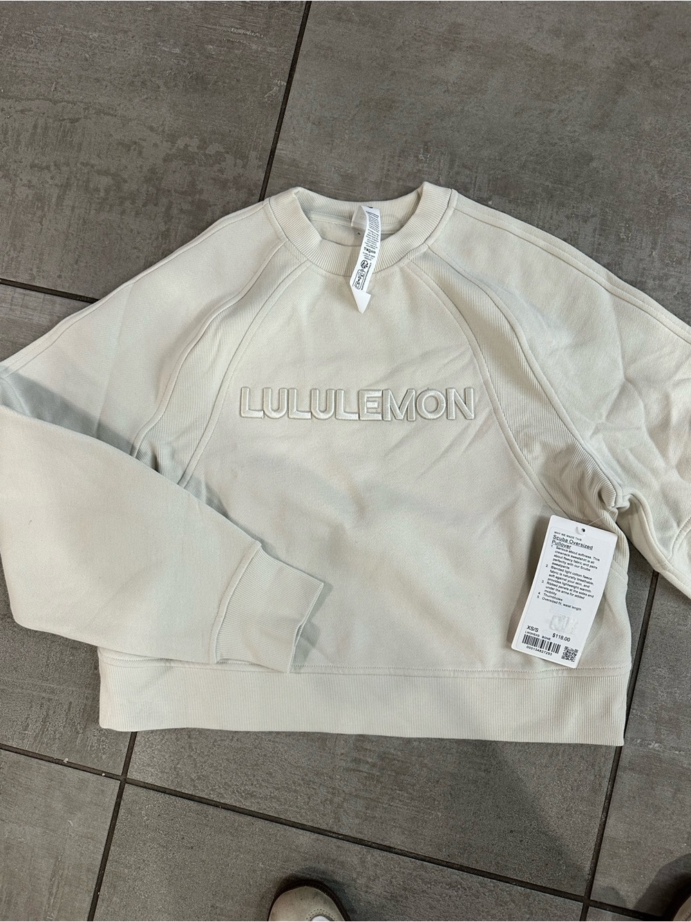 lululemon athletica Cream Embossed Logo Crewneck Sweatshirt - Picture 2 of 5